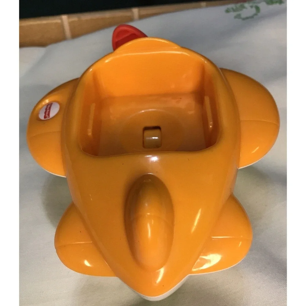 Fisher Price Roller Block Airplane Orange with Moving Red Propeller